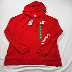 Wisconsin Badgers Red Waffle Knit Hoodie CSA Genuine College Product‎ XL